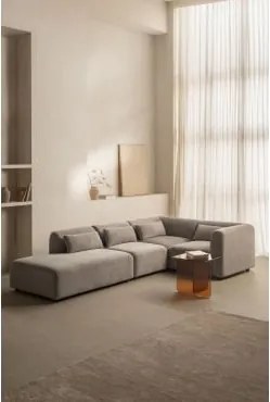 Sofa Modułowy Narożny 4-częściowy Z Lewym Szezlongiem Fogler Sztruks Jasny Szary Taupe - Sklum