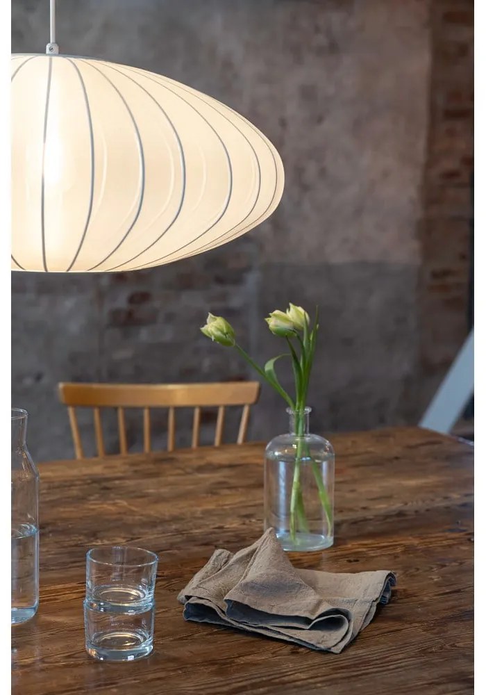 Biała lampa wisząca z tekstylnym kloszem ø 60 cm Florence – Markslöjd