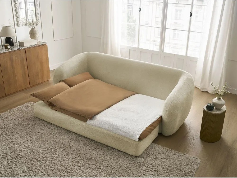 Szarobrązowa rozkładana sofa z tkaniny szenilowej 228 cm Neyo – Bobochic Paris