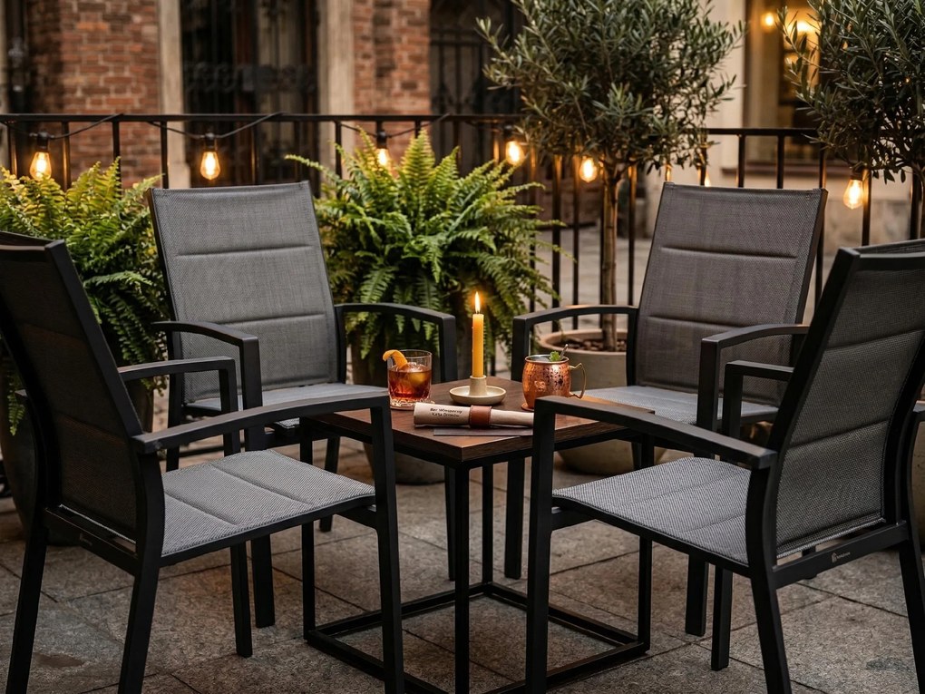 Krzesło ogrodowe aluminiowe antracyt 56x65x88 cm komfortowe wytrzymałe