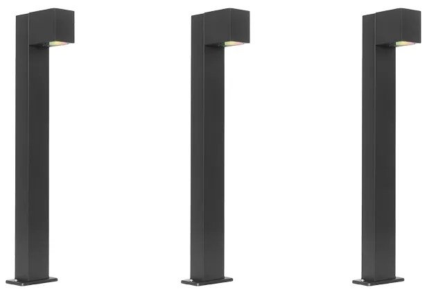 Zestaw 3 inteligentnych lamp zewnętrznych stojących czarnych 65 cm IP44 z Zigbee GU10 - Baleno