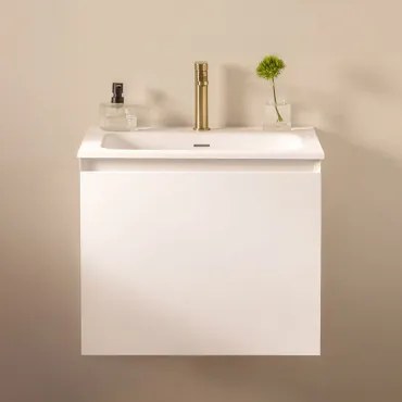 Zestaw Wiszących Mebli Łazienkowych Zintegrowany Z Umywalką Macrae Biała & Bezlusterkowiec & - Sklum