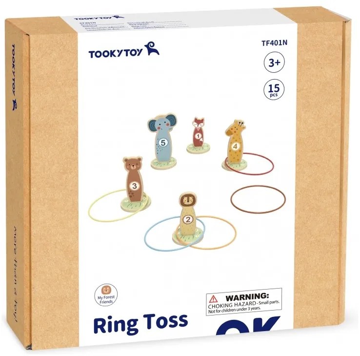 Tooky toy rzut do celu drewniana gra zręcznościowa obręcze 15 el.