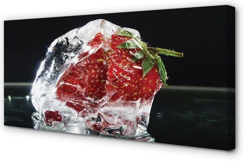 Duży obraz na płótnie Truskawka w Kostce Lodu