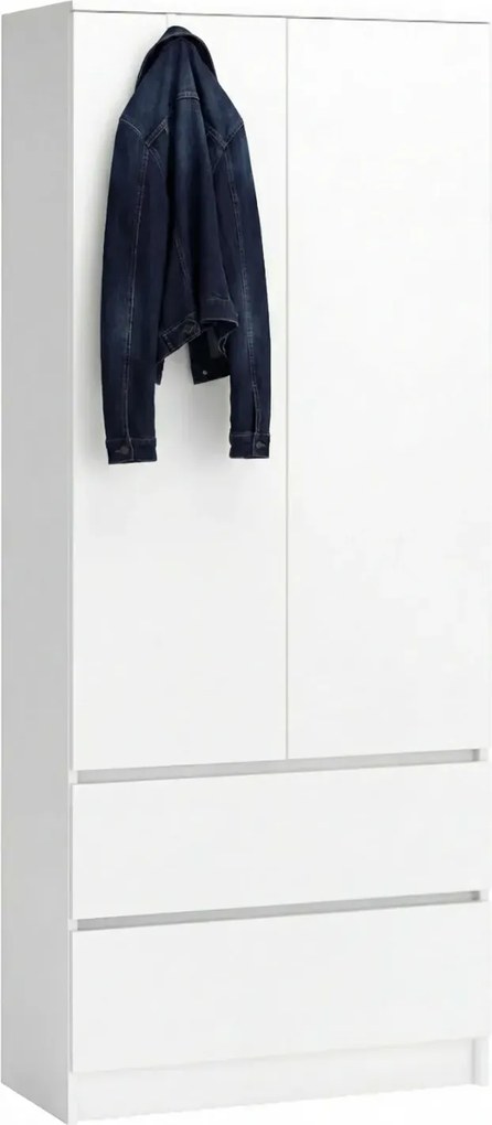Biała Szafa Na Ubrania Z 2 Szufladami P2-M21