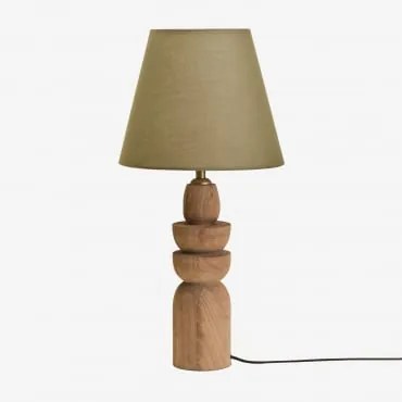 Lampa Stołowa Z Drewna Mango Koski Drewno Mango & Sage Green Ø25 Cm Caracas - Sklum