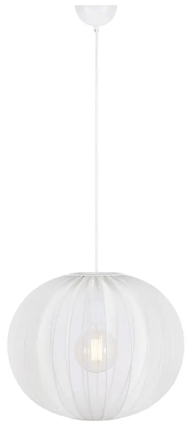 Biała lampa wisząca z tekstylnym kloszem ø 50 cm Florence – Markslöjd