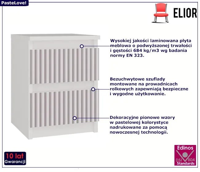 Szafka nocna dziecięca z szufladami biały + różowy S3-T64