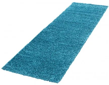 Dywan shaggy jednokolorowy turkusowy 80 cm x 250 cm