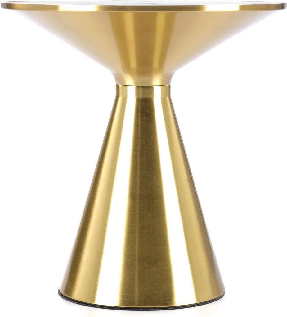 Złoty stolik pomocniczy Tribeca z marmurowym blatem