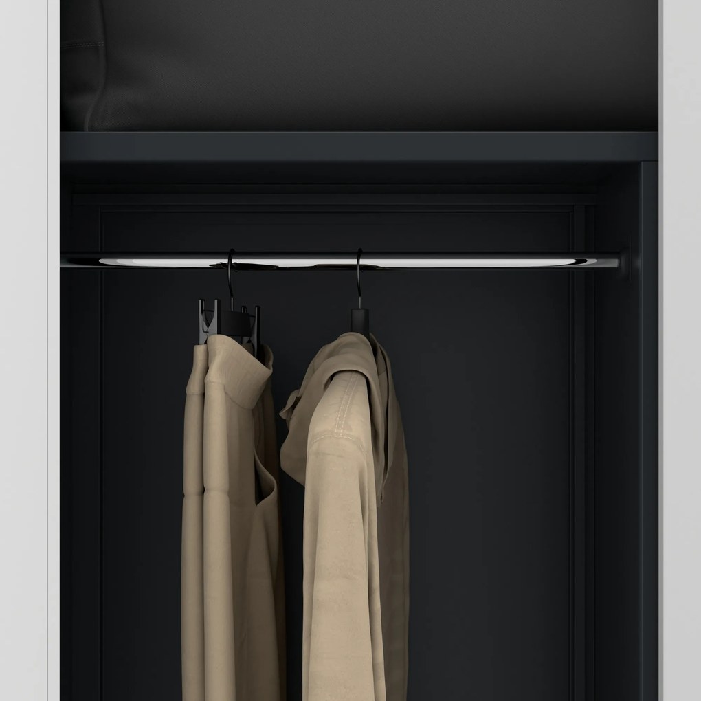 Szafa gospodarcza zamykana DAWID 900 x 1850 x 450 mm, antracytowo-biała