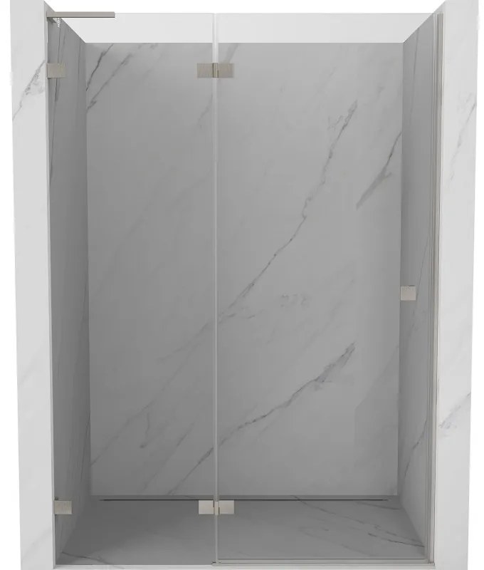 Mexen Lunar L drzwi prysznicowe uchylne lewe 130 cm, transparent, nikiel szczotkowany - 834L-130-000-97-00-L