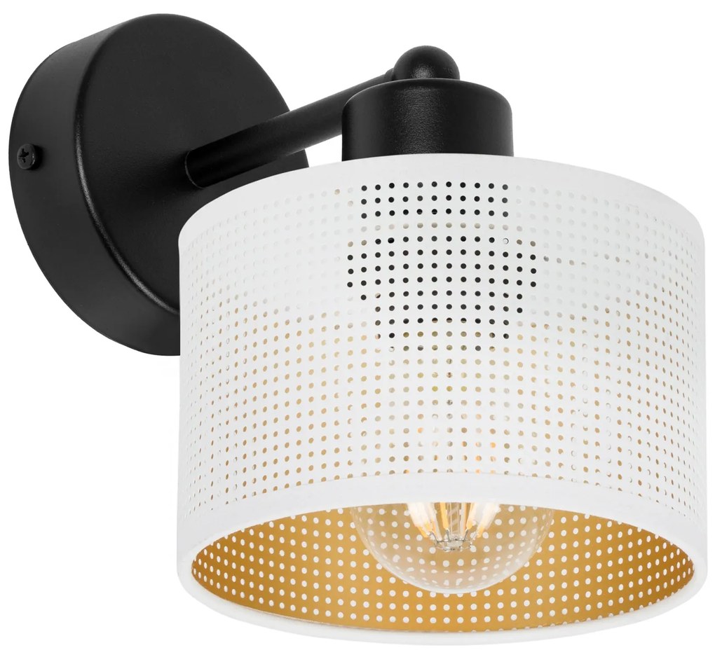 Czarny kinkiet jednopunktowy z białym abażurem WD-BE-1010SC-WE