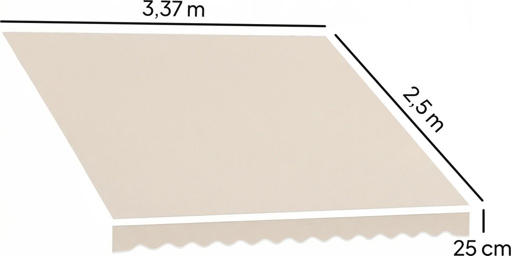 Outsunny Zamienny materiał markizy – osłona przeciwsłoneczna UPF 50+ do ramy 3,5 x 2,5 m, kremowobiała | Aosom PL