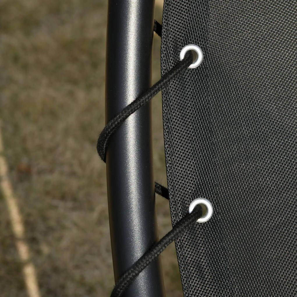 Outsunny Huśtająca się Leżanka Krzesło Huśtawka Relaksacyjna z Dachem Ogród Balkon Biuro Ciemnoszary 185 x 114 x 190 cm