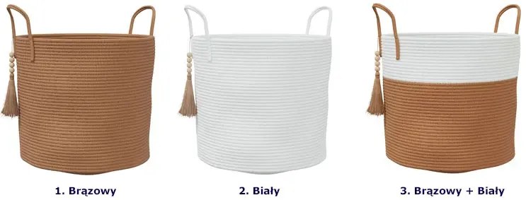 Biały bawełniany kosz na pranie w stylu boho B8-S12