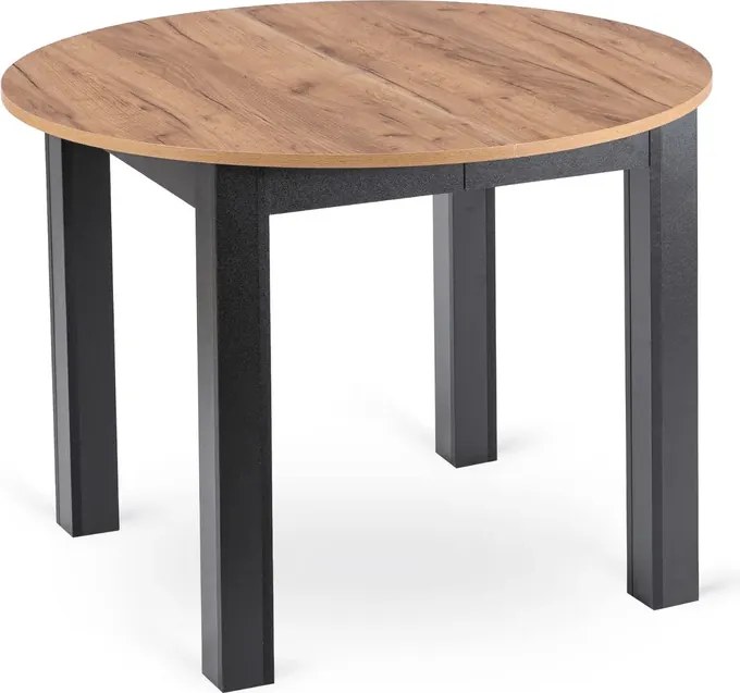 Stół Okrągły Rozkładany JAMES 103-223 cm Dąb Craft/Czarny Nowoczesny Loft