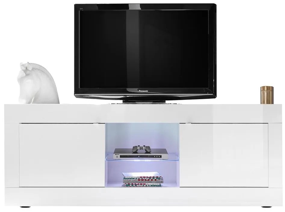 Szafka RTV COMETE – oświetlenie LED – 2-drzwiowa – kolor biały lakierowany
