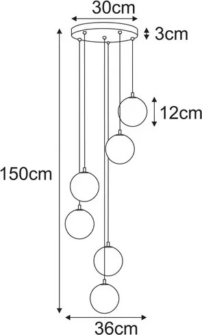 Wisząca długa lampa z kloszami grafitowa F1-M05