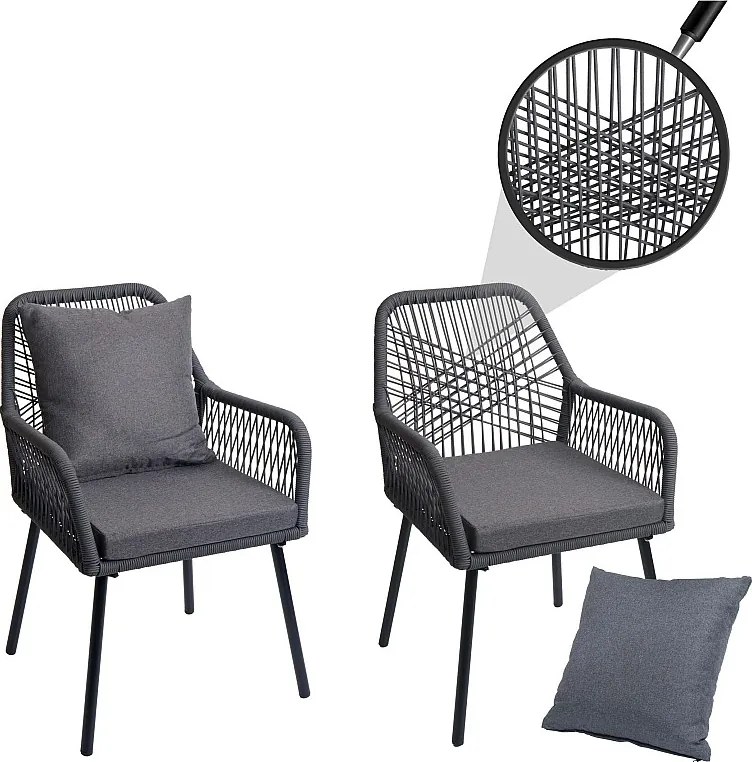 Krzesło ogrodowe MCW-O12 (zestaw 2 sztuk),  antracyt, pokrowiec ciemnoszary