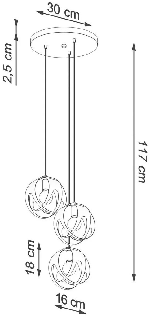 Czarna stalowa lampa wisząca nad stół - 7X A191 W6-S64