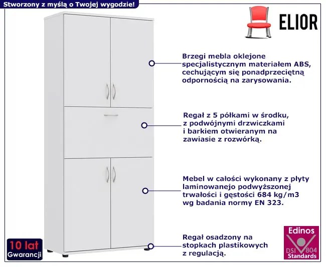 Biały regał biurowy z drzwiczkami Orion 4X