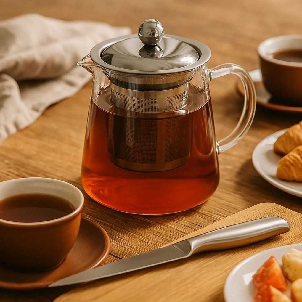 Czajnik z zaparzaczem, szklany i przezroczysty dzbanuszek, pojemny zaparzacz na herbatę.