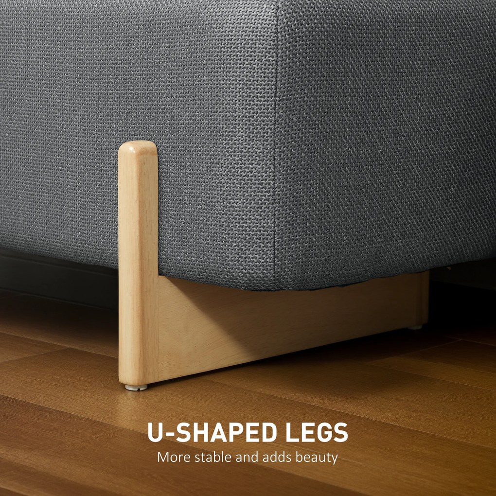 HOMCOM Hoker ze schowkiem, ławka z piankowym wypełnieniem, imitacja lnu, 111 x 44 x 44,5 cm, ciemnoszary