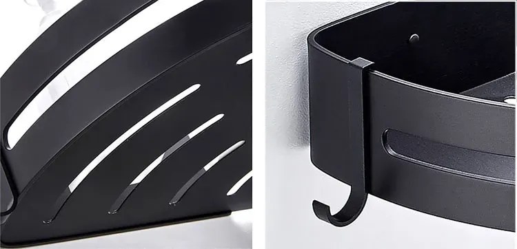 Czarna narożna półka do kabiny prysznicowej W0-G56