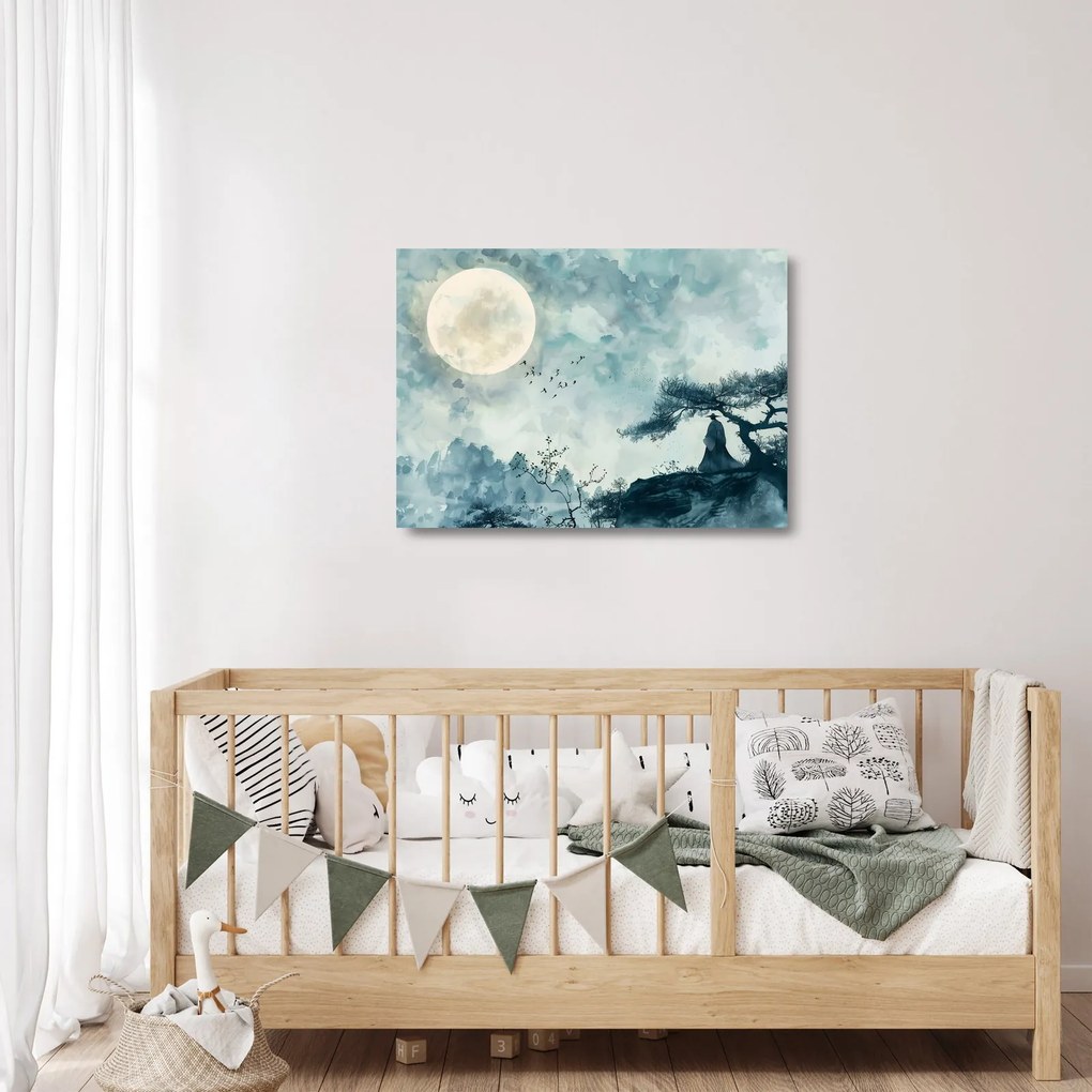Obraz na szkle - Malowanie księżyca w pełni (70x50 cm)
