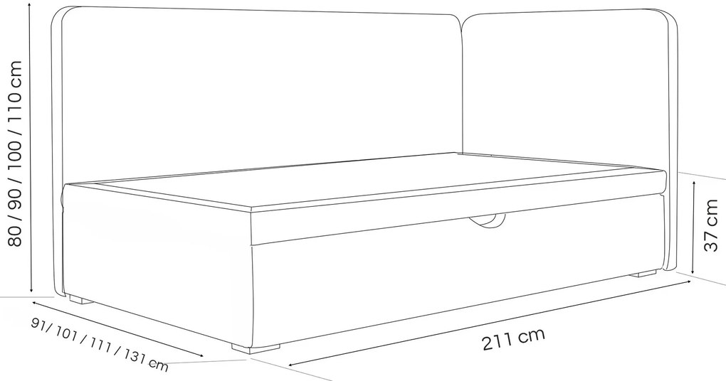 Łóżko dziecięco-młodzieżowe ZUMA z dodatkową powierzchnią spania - 100x200