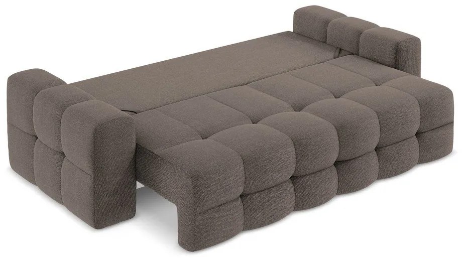 Brązowa rozkładana sofa z materiału bouclé 255 cm Milu – Makamii