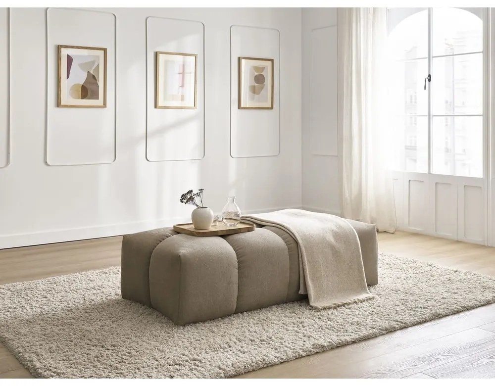 Szarobrązowy podnóżek z tkaniny szenilowej Everest – Bobochic Paris