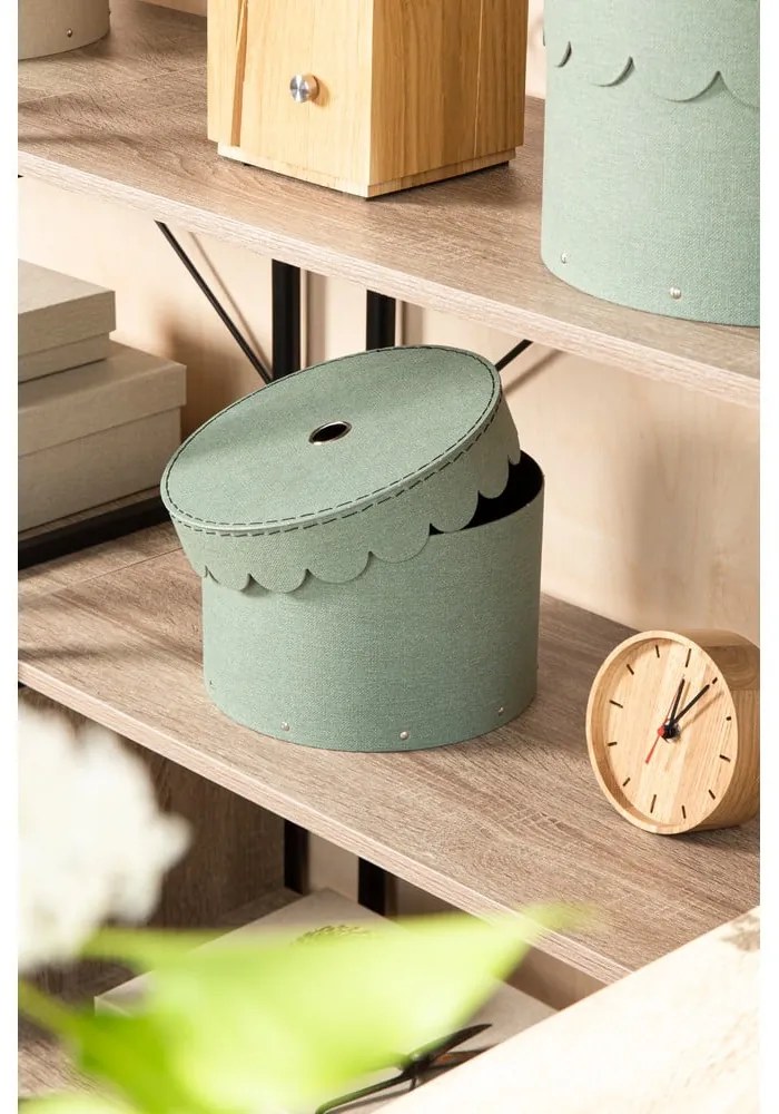 Zielononiebieskie kartonowe pojemniki zestaw 2 szt. z pokrywką ø 26x17,5 cm Wilma Canvas Paper Laminate – Bigso