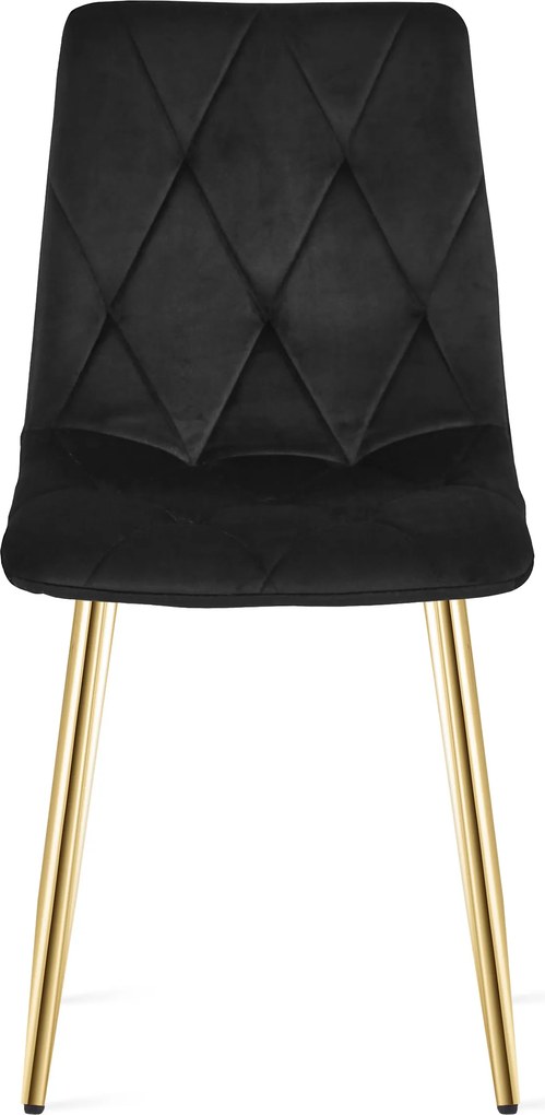Czarne krzesło do kuchni LIBRA aksamitne ze złotymi nogami