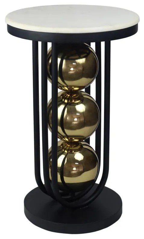 Stolik dostawiany z marmuru i metalu - Biały, czarny i złoty - NAYELI