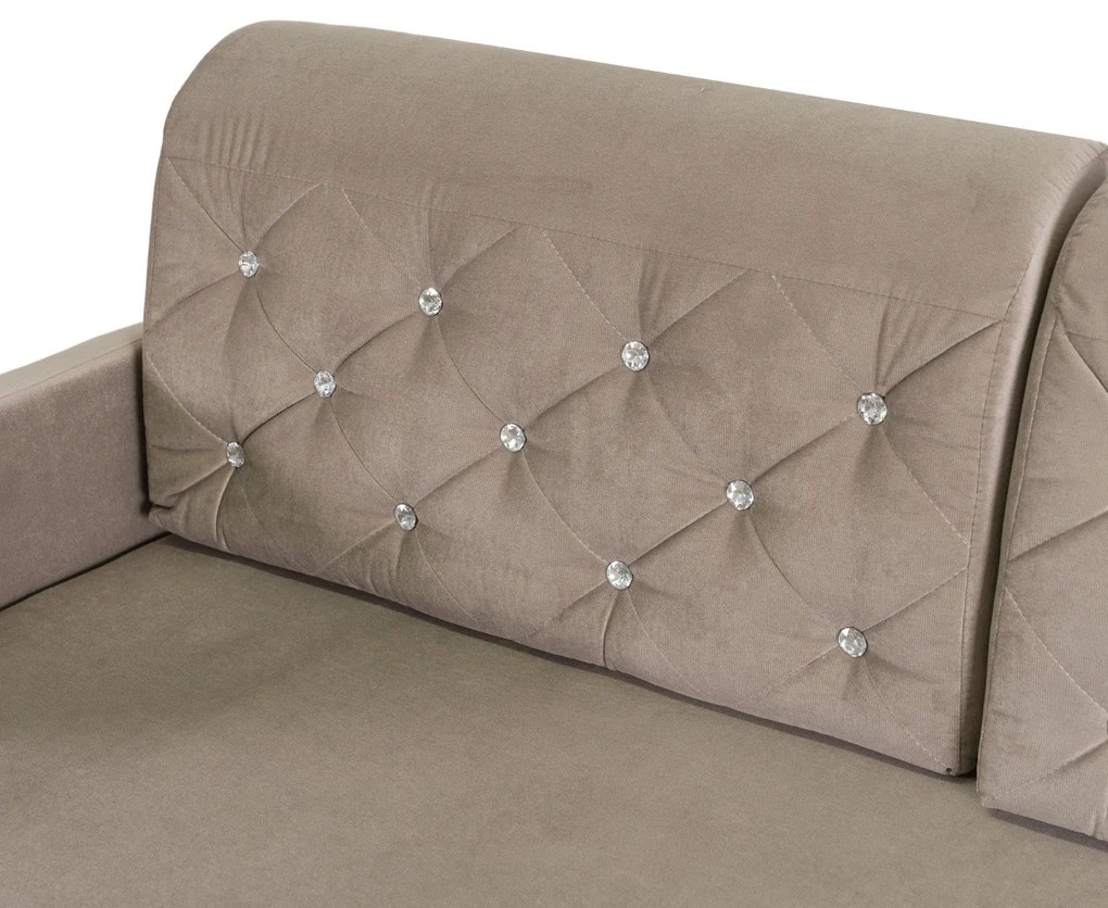 Sofa Rozkładana z Funkcją Spania VIVO Dwuosobowa Beżowa Glamour do Salonu