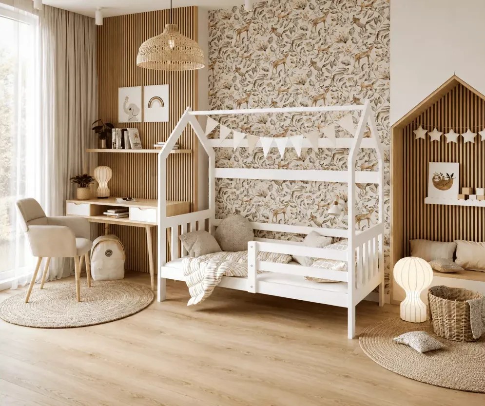 Łóżko dziecięce domek Lante z szufladą 80x160 80x190 stelaż Flex MDF łóżko dla dziecka