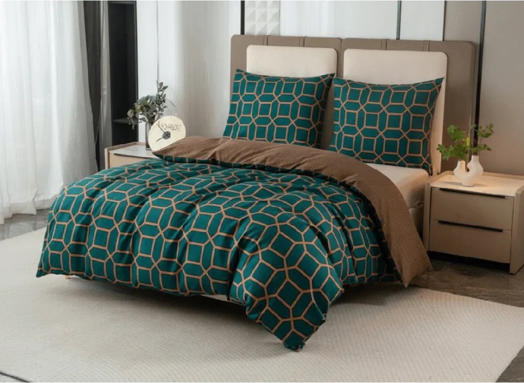 PrzytulneMieszkanie.pl PrzytulneMieszkanie.pl Pościel z mikroflanelu z mikrofibry KERNAL zielona Rozmiar pościeli: 2 szt 70 x 90 cm | 200 x 220 cm