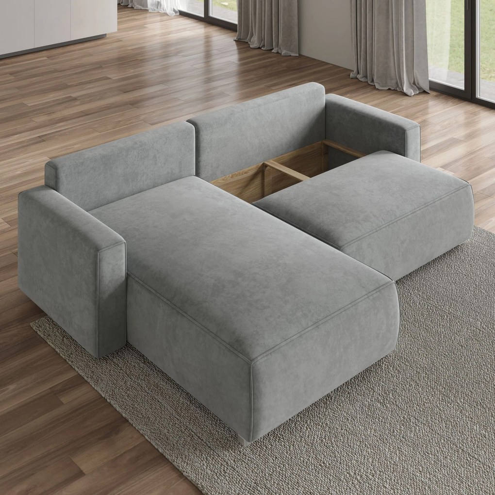 Masseno Narożnik FORIL z funkcją spania i pojemnikiem na pościel Narozniki L, Rozkładana sofa - Wrzosowy, MONOLITH 62
