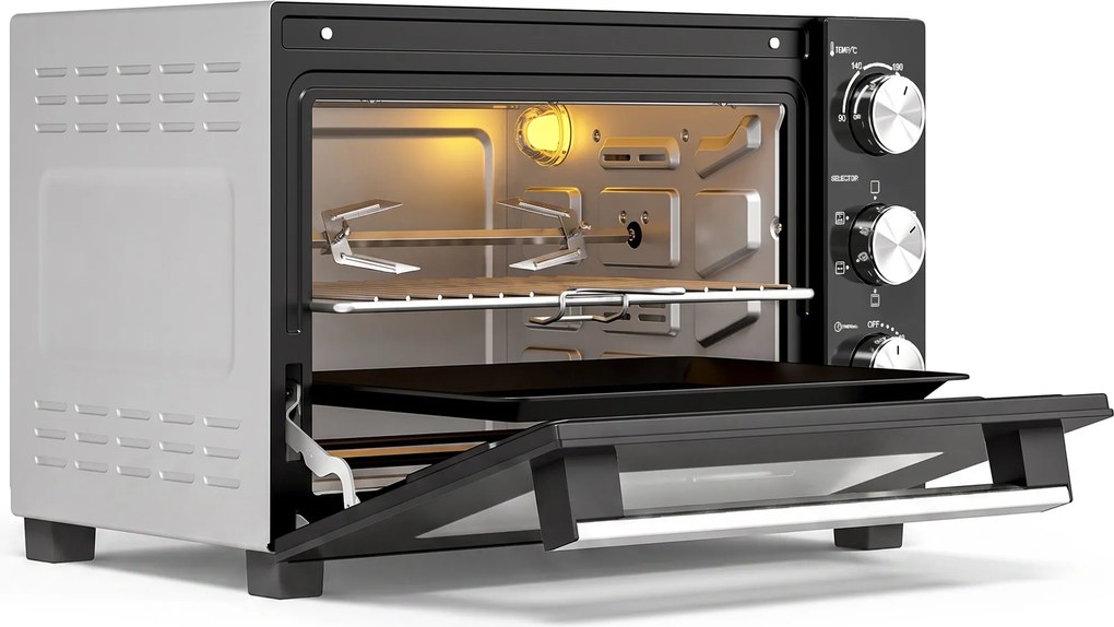HOMCOM 36 L mini piekarnik z termoobiegiem, regulacja temperatury 90–230 °C, 1500 W | Aosom PL