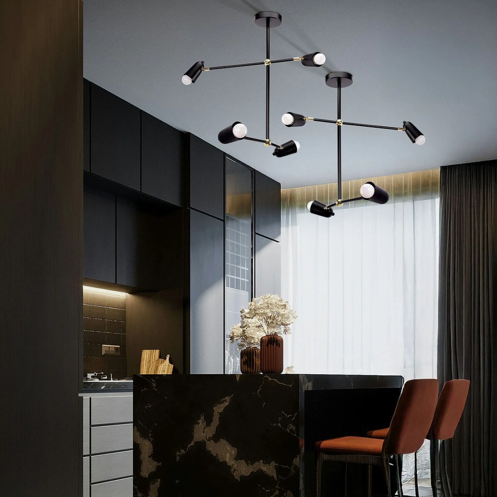 Lampa wisząca 4-ramienna APP1708-4CP CZARNA + ZŁOTO