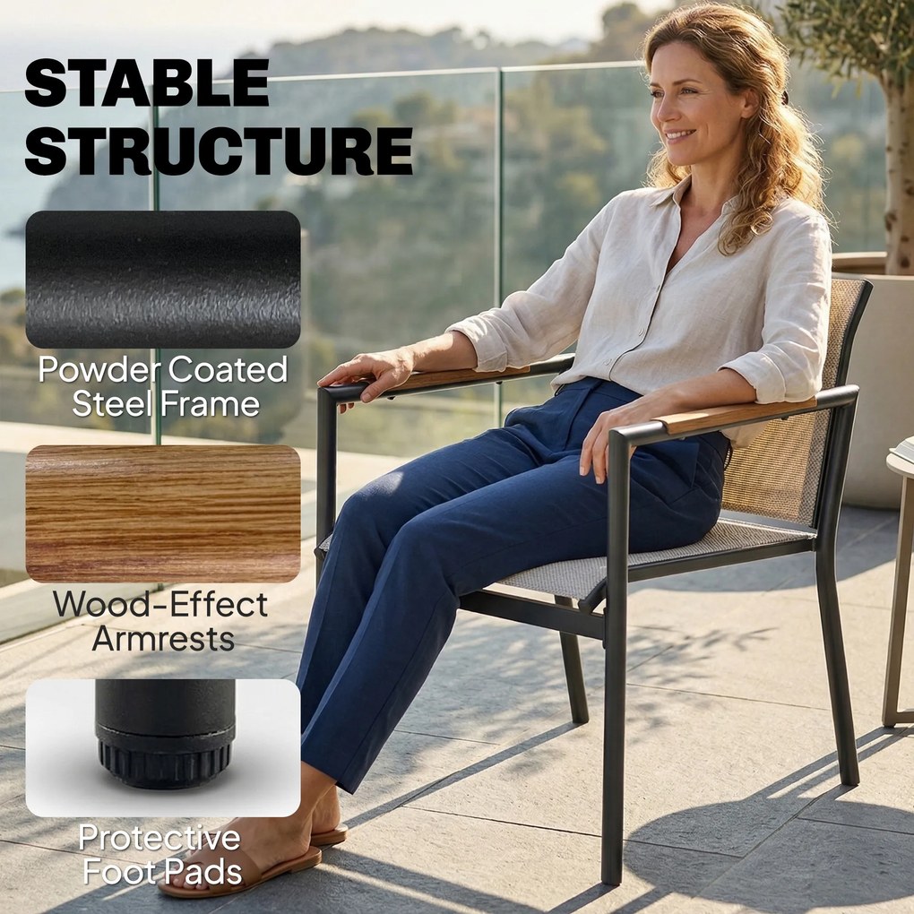 Outsunny Zestaw Mebli Ogrodowych dla 4 Osób Oddychający z 2-osobową Sofą, 2 Fotelami i Metalowym Stołem | Aosom PL