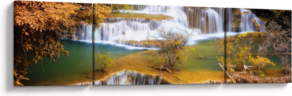 Obraz - Wodospady Huay Mae Khamin, Tajlandia (170x50 cm)