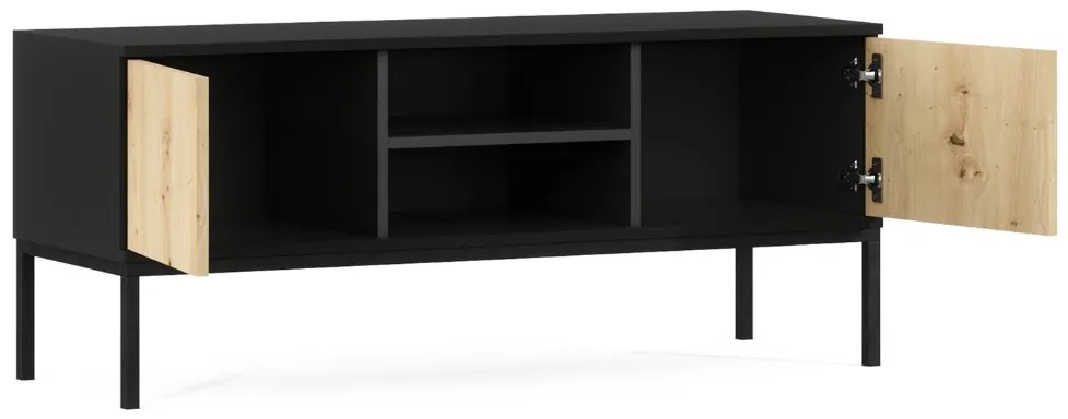 Szafka RTV LANZZI 120x40 cm, czarna/dąb artisan