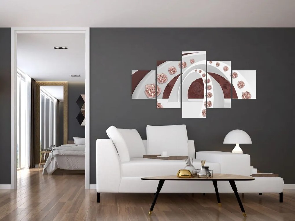 Obraz - Chmury 3D z kwiatami (125x70 cm)