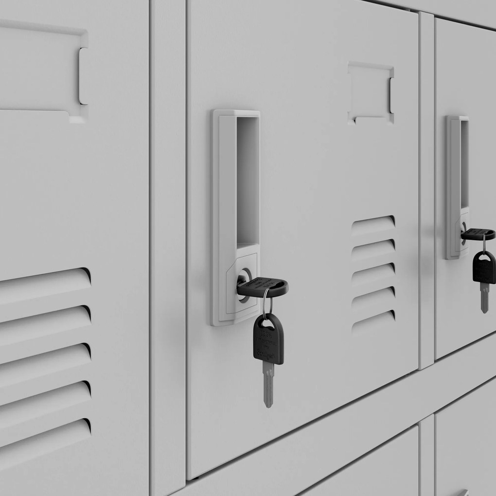 Szafka pracownicza skrytkowa szara: KAROL, 900 x 1850 x 400 mm