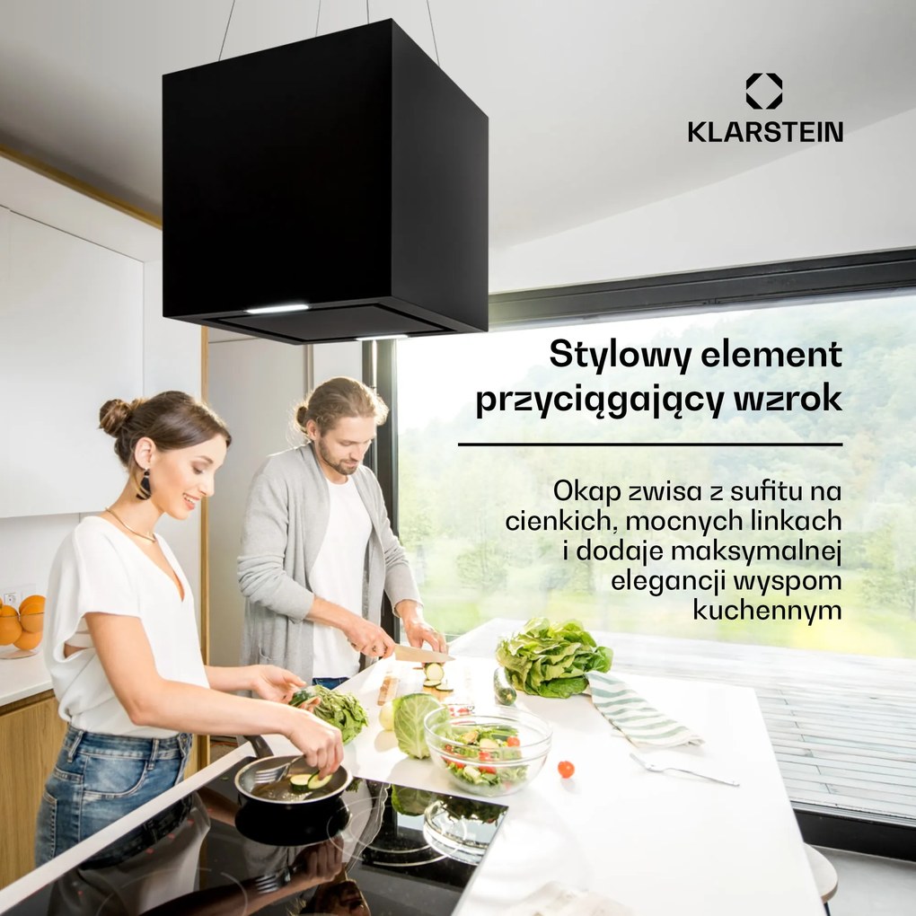 Klarstein Kronleuchter 44cm 596.3 m³/h Okap Wyspowy Czarny