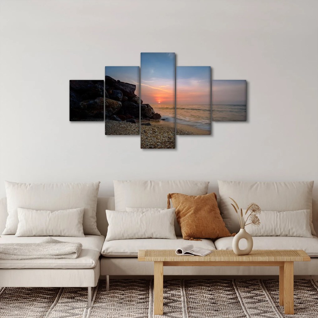 Obraz zachodu słońca na plaży (125x70 cm)