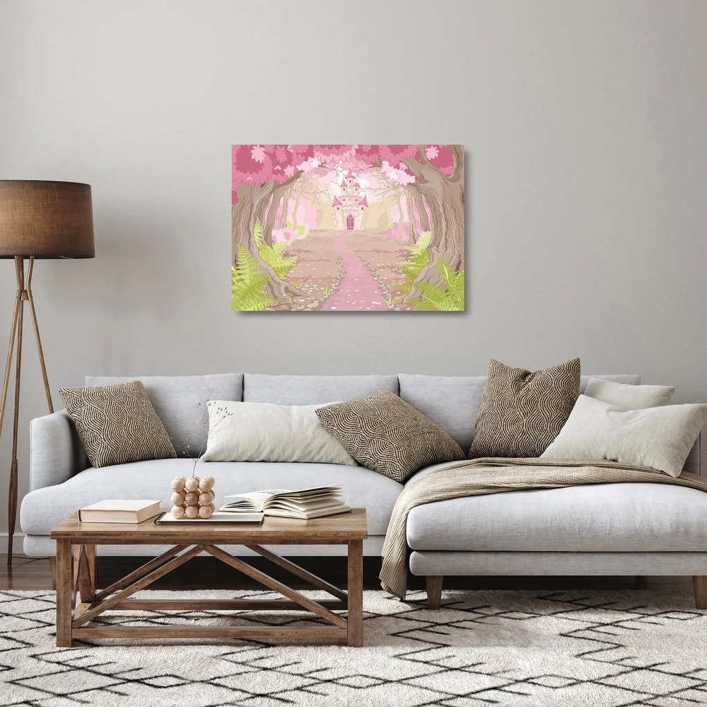 Obraz na szkle - Podróż do różowego królestwa (70x50 cm)